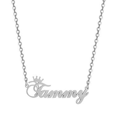 Imagem de Colar de coroa com nome personalizado, com inicial de texto personalizado, pingente de coroa para menina, colar com pingente de coroa de aço inoxidável, joia para presente para meninos