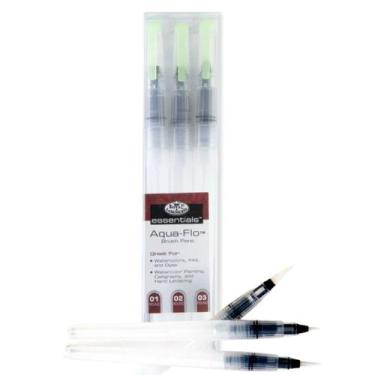 Imagem de Pincel com Reservatório Royal & Langnickel Aqua-flo Brush Pens 3 Peças