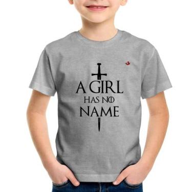 Imagem de Camiseta Infantil A girl has no name - Foca na Moda, Cinza, 2