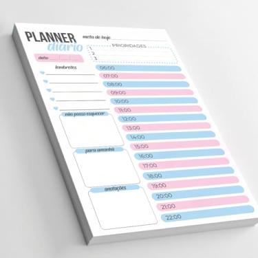 Imagem de Bloco Planejamento Diário com 50 folhas - Planner diário (Azul e Rosa)