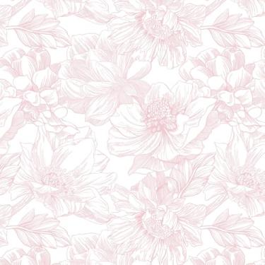 Imagem de Dimoon Papel de parede de 199.9 cm x 43.9 cm Peel and Stick Floral Contact Paper Boho White Pink Flower Papel de parede removível autoadesivo moderno papel de contato para armários gavetas quarto