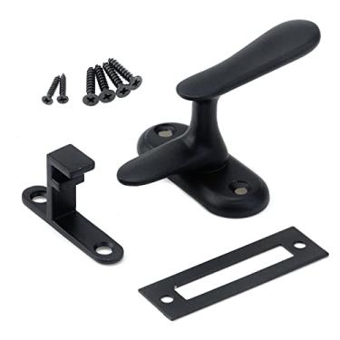 Imagem de Crapyt FILP Travas de janela de porta com trava de fecho, 1 conjunto de porta francesa de celeiro para segurança, privacidade, metal, fosco, preto, moderno, estilo nórdico