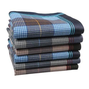 Imagem de Colaxi Masculino lenços de algodão Gents Hankies para pais confortáveis ​​de bolso quadrado, 6 Peças
