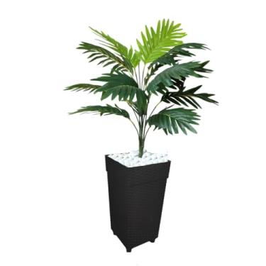 Imagem de Planta Artificial Palmeira + Vaso Decorativo Enfeite Casa e Decoração Sala Quarto Escritório (Preto)