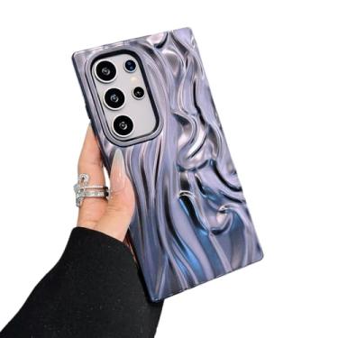Imagem de Caseative Capa para Samsung Galaxy S23 Ultra, estampa plissada ondulada de água cromada macia compatível com capa Samsung (preta, Samsung Galaxy S23 Ultra)