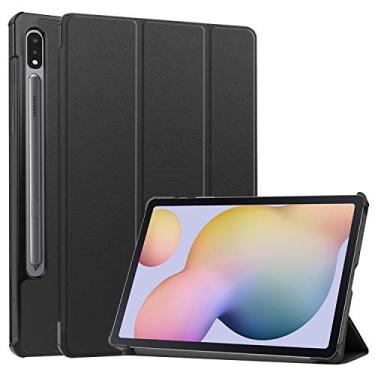 Imagem de Capa inteligente para Galaxy Tab S8, Ratesell capa leve e inteligente com três dobras com hibernação automática para Galaxy Tab S8/Tab S7 11 polegadas (modelo SM-X700/X706/T870/T875/T876) preta