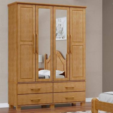 Imagem de Guarda Roupa 4p 4g Espelho Madeira Maciça 168 Cm 2252 Freijo Milani Store