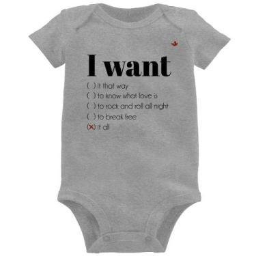 Imagem de Body Bebê I want... - Foca na Moda, Cinza, G