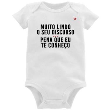 Imagem de Body Bebê Muito lindo o seu discurso - Foca na Moda, Branco, G