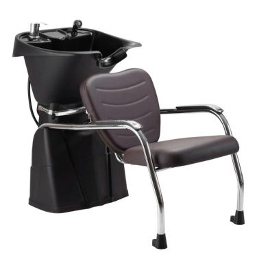 Imagem de Lavatório de Cabelo com Cuba Reclinável Dompel Top Cabeleireiro e Salão de Beleza Preto/Marrom