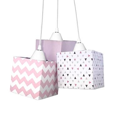 Imagem de Pendente 3 Quadradinhos Rosa Quarto Bebê Infantil Menina