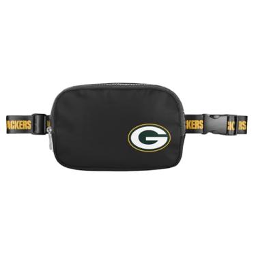 Imagem de FOCO Bolsa tiracolo com cinto transversal NFL grande e preta, Green Bay Packers, 7.5 x 5.25 x 2 inches