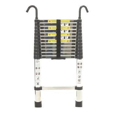 Imagem de Escada Telescopica Extensiva Aço Inoxidável 13 Degraus 3,8m Cinza