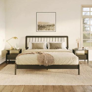 Imagem de Cama King Size em Madeira de Pinus Frame Preto