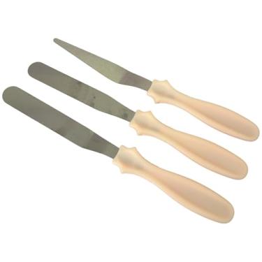 Imagem de Kit 3 Pçs Espátulas De Confeiteiro Para Decorar Confeitar Alisar Bolos Reta Angular Ponta Fina Profissional Confeitari (Rosa Claro)