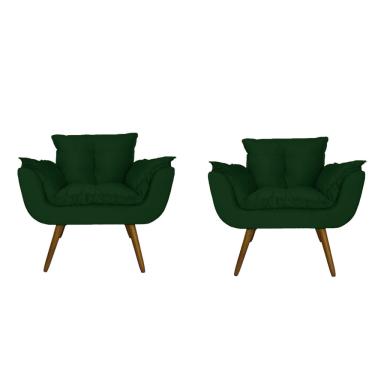 Imagem de Jogo 2 Poltronas Decorativa Estofada Para Consultório Opala Suede Verde - dl decor