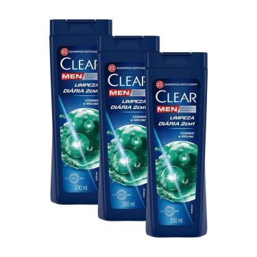 Imagem de Kit 3 Shampoo Anticaspa Clear Limpeza Diária 2 Em 1