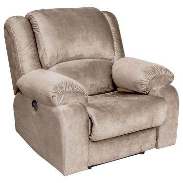 Imagem de Poltrona do Papai Reclinável Massageadora Elétrica com USB Simon F05 Veludo Creme - Lyam Decor