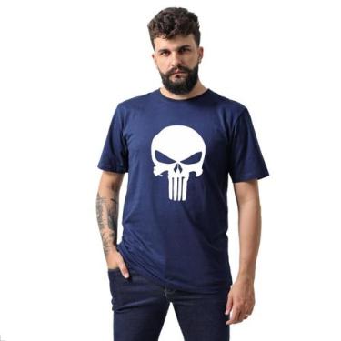 Imagem de Camiseta Masculina Estampada TechMalhas 100% Algodão Justiceiro, Azul,