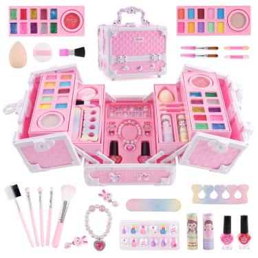 Imagem de Kit de maquiagem Enlitoys Kids lavável com estojo de cosméticos para meninas