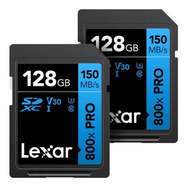 Imagem de Cartão de memória Lexar 128GB (pacote com 2) de alto desempenho 800x pro