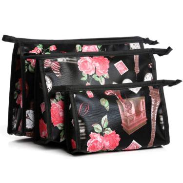 Imagem de Conjunto de estojos de maquiagem HappyDaily Waterproof, pacote com 3 para mulheres e meninas