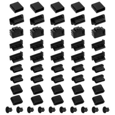 Imagem de 55 peças de tampas de porta USB de silicone protetor de porta USB plugue de poeira tipo-C tampa antipoeira tampa de plugues para USB A, micro USB, HDMI, fone de ouvido de 3,5 mm, portas tipo C fêmea e