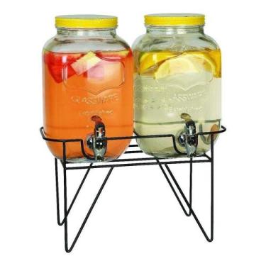 Imagem de Kit conjunto de suqueira dupla com suporte dispenser de agua suco bebi