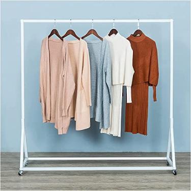 Imagem de LIFOND Suporte para roupas, trilho sobre rodas, suporte independente de metal resistente, fácil de montar para armazenamento de roupas, suporte de exibição para decoração de quarto, branco C