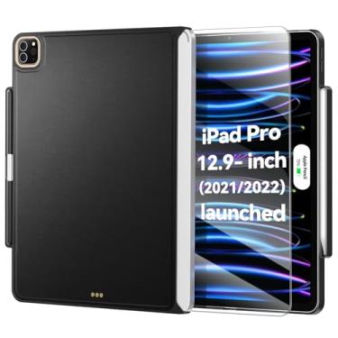 Imagem de Capa compatível com teclado mágico para iPad Pro-12.9 - Capas com suporte para lápis e protetor de tela para SmartKeyboard Folio 6ª/5ª geração Pro 12.9, ultrafina e fina (teclado não incluído), preta