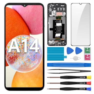 Imagem de BESJMYT Substituição de tela para Samsung Galaxy A14 com moldura OLED Display Touch Digitalizador, montagem completa, vidro fixo com kit de ferramentas de reparo SM-A145F (A145F A145M)
