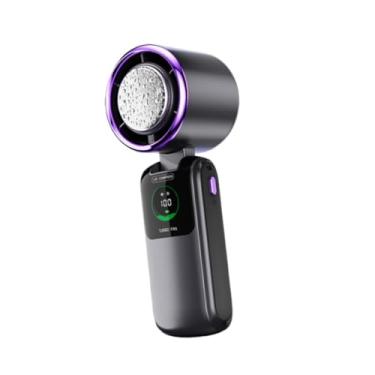 Imagem de Generic Ventilador de resfriamento portátil 100 velocidades fã de colar de exibição digital ajustável dobrável para acampamento atividades ao ar livre, Cinza