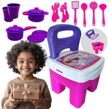 Imagem de Presente Criança 3 4 5 Anos Cadeirinha Infantil Educativa Blocos Monta Monta Kit Cozinha Panelinha Menina Menino Brinquedo Dia das Crianças Natal Aniversário (Rosa - Kit de Panelinhas Infantil)