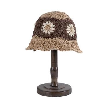 Imagem de Chapéu Balde de Palha Dobrável com Proteção UV - Viseira Solar Feminin