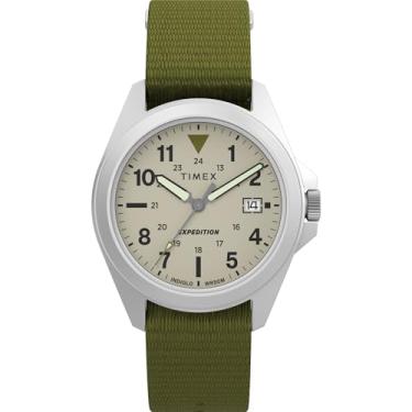 Imagem de Timex Relógio Expedition Field unissex de 36 mm - pulseira verde, mostrador natural, caixa prateada, Verde