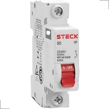 Imagem de Mini Disjuntor 1 Polo Curva C 3kA 400V 10A até 32A Steck