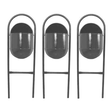 Imagem de Kit 3 Lixeira Portugal FechadaChapa Parque Calçada Rua 115cm