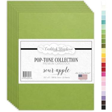 Imagem de Papel cartolina verde maçã azeda tom pop Warehouse – 25 folhas, 21,6 x 28 cm - 45,4 kg / 270 GSM Cartão verde premium para corte, artesanato, impressão, fabricação de cartões e projetos de bricolage