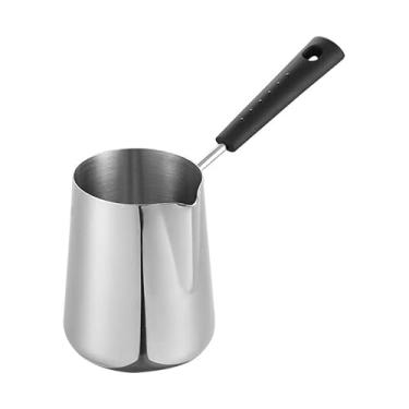 Imagem de Panela para aquecer manteiga de leite, panela de café turco, panela de derretimento de chocolate, cafeteira árabe grega Cezve Ibrik Briki para xarope de bordo, aquecimento de molhos, aço inoxidável 18