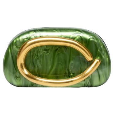 Imagem de Bolsa clutch de couro vegano moderna bolsa de mão Y2K bolsa transversal para mulheres casual verão praia bolsa alça de metal, B - verde