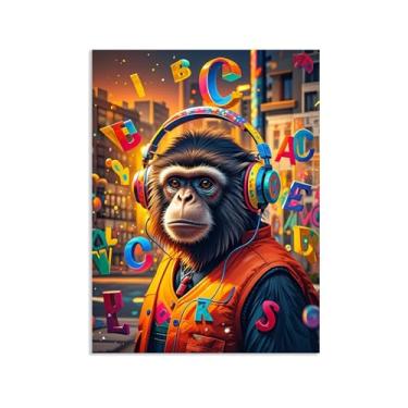 Imagem de Macaco gorila animal pintura inspiradora imagens pôsteres impressões arte macaco impressões arte grafite abstrato banksy arte de parede para sala de estar escritório decoração de parede 90 x 70 cm