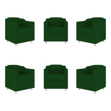 Imagem de Kit 06 Poltronas Sala De Espera Clinica Suede Balaqui Decor Cor:verde