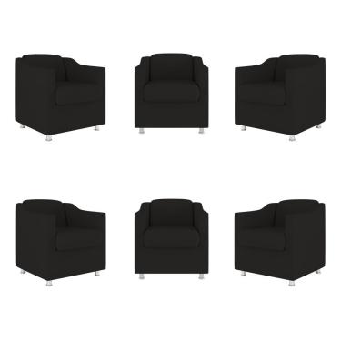 Imagem de Kit 06 Poltronas Sala De Espera Clinica Suede Balaqui Decor Cor:preto