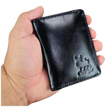 Imagem de Carteira Pequena Masculina De Couro Porta Cartões CNH - Celtigar, Pret