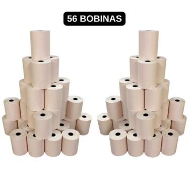 Imagem de Bobina Térmica 57mm x 15m Branca 48g Kit 56 Rolos para Maquininha PDV 