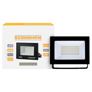 Imagem de Refletor Economax Led 30W Slim Preto 6,5K 1800H