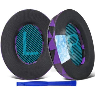 Imagem de SoloWIT Almofadas De Gel Refrescante Para Fones Ouvido Bose, Reposição Quietcomfort 15 Qc15 Qc25 Qc2 Qc35/Ae2 Ae2I Ae2W/Soundtrue E Soundlink Around-Ear Ii - Roxo Preto