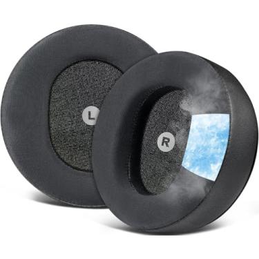 Imagem de SOULWIT Almofadas De Substituição Com Gel Refrescante Para Fones Ouvido Audeze Maxwell, Auriculares Tecido Seda Respirável, Espuma Alta Densidade Cancelamento Ruído - Preto