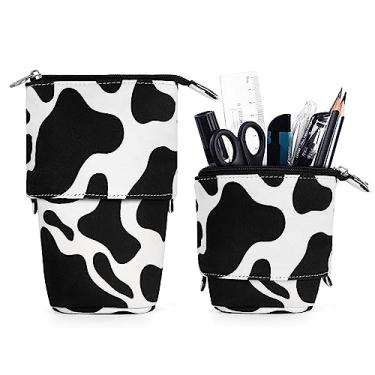 Imagem de KPX Estojo Fofo Para Crianças, Bolsa De Maquiagem Pop-Up, Organizador Porta-Canetas Lona Presente Natal, Cosméticos Artigos Papelaria Kawaii (Estampa Vaca)