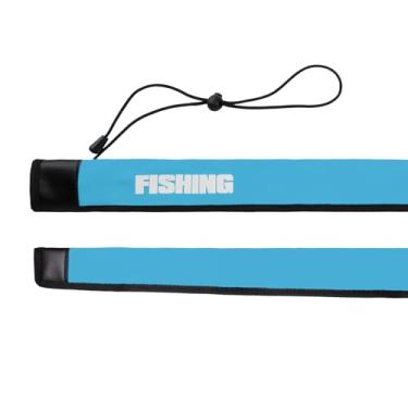 Imagem de Manga para vara de pesca, capa protetora de vara de pesca de neoprene ajustável de 114 cm para a maioria dos bastões giratórios, antiembaraço, à prova d'água (azul)